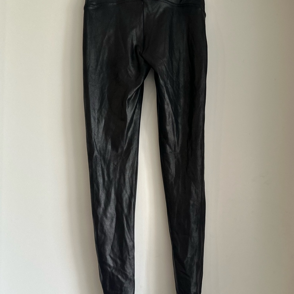 SPANX Black Faux Leather Leggings L - Picture 4 of 5